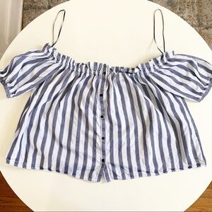 ZARA Trafaluc Collection Off Shoulder Stripe Crop Top Women’s Size Medium
